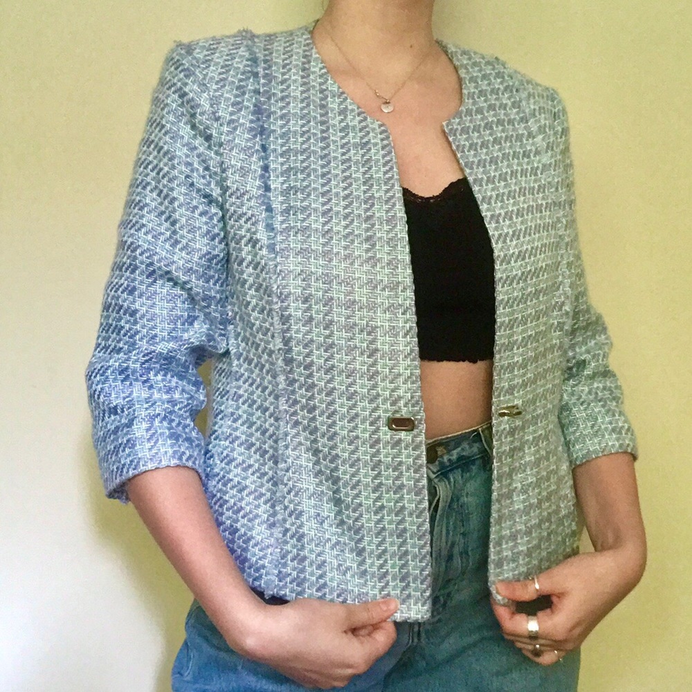 Light blue tweed jacket vintage